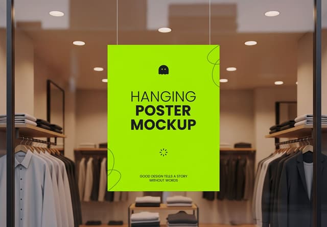 Hanging Retail Store Poster Mockup