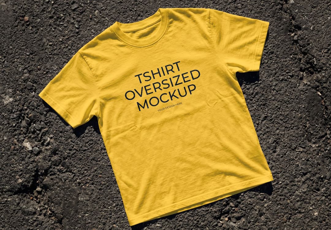 T-Shirt Mockup on Asphalt Street Background