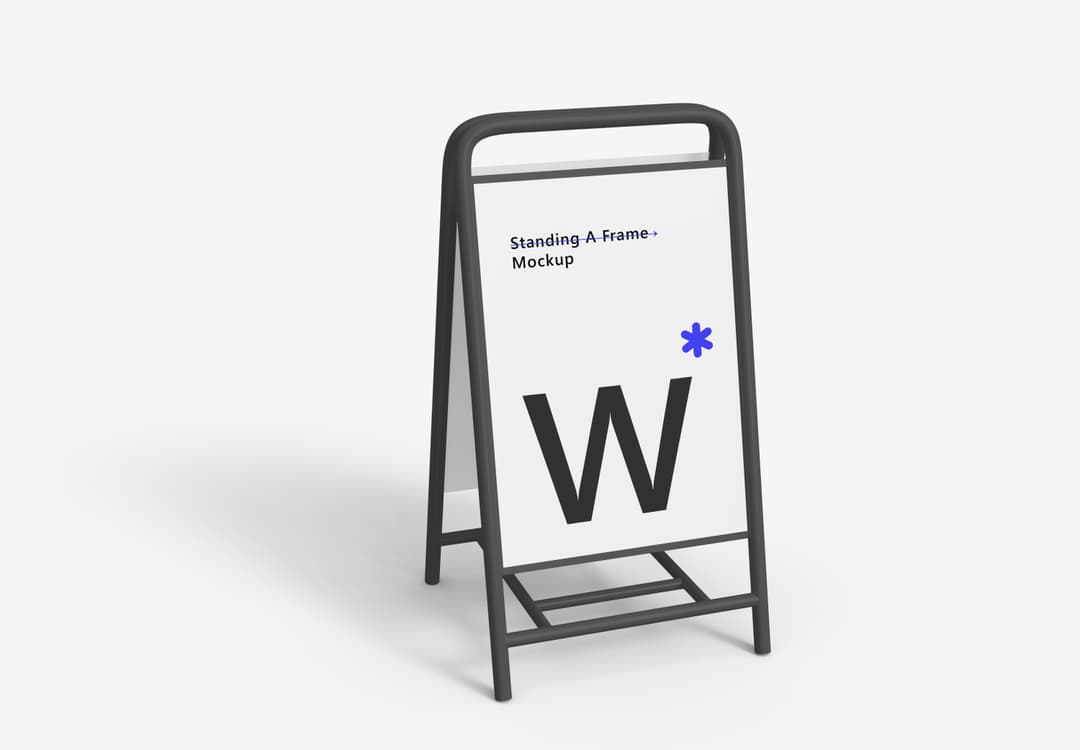 A Frame Sign Mockup Standing Metal Display