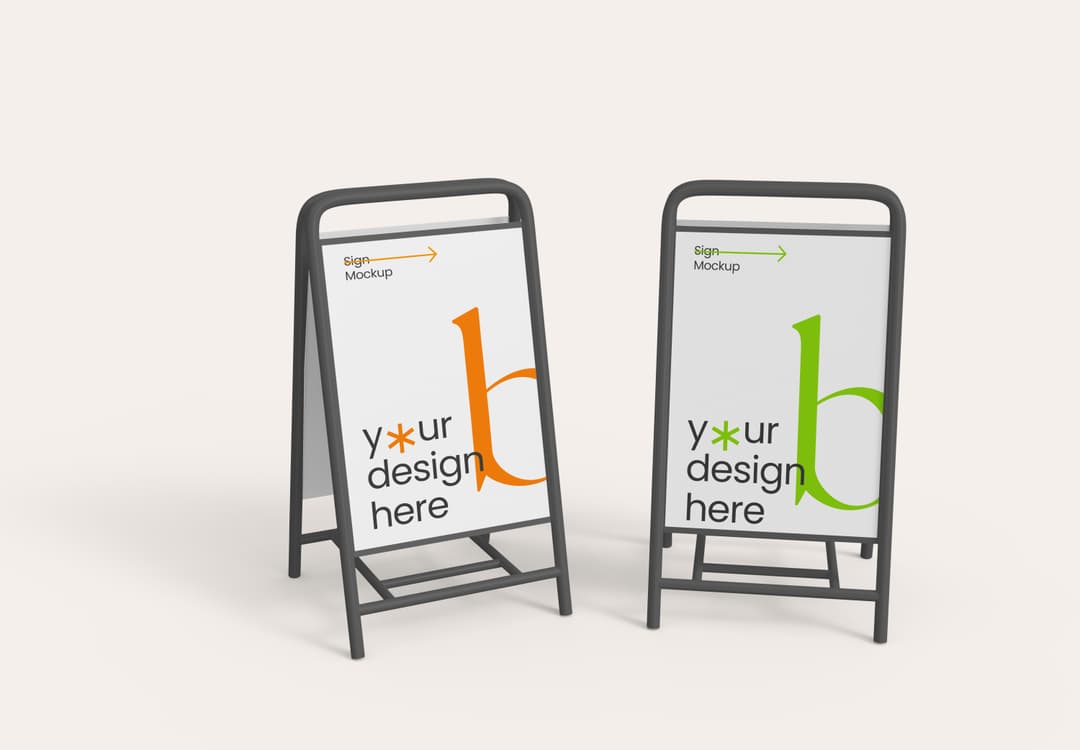 Frame Sign Mockup Set Dual Street Display