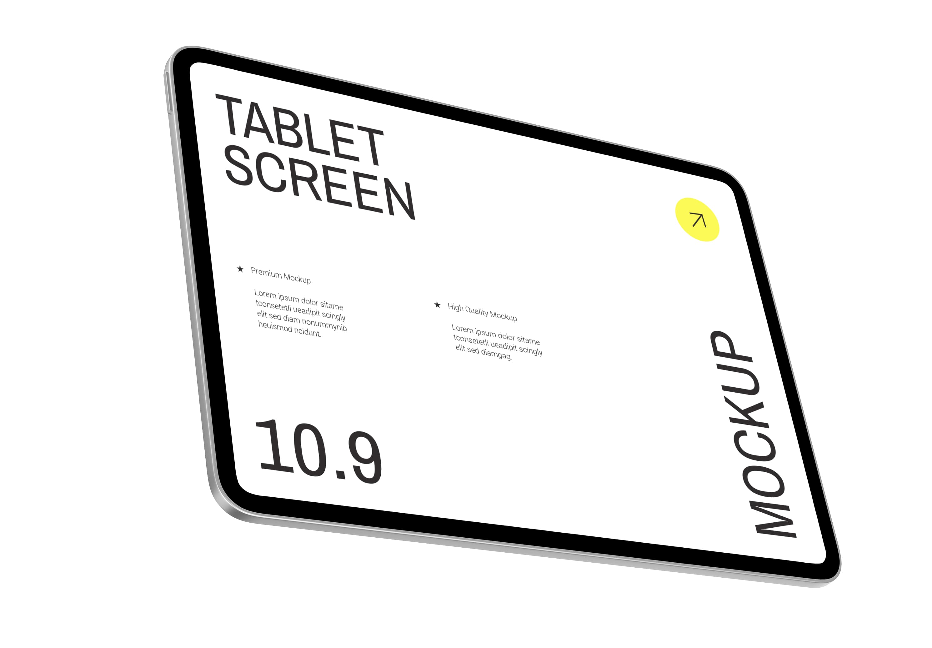 Realistic Tablet Screen Mockup 10.9 Inch Display