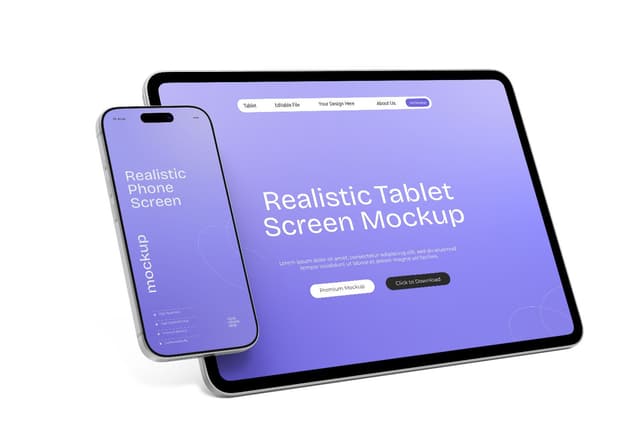 iPhone & Ipad Purple Screen Mockup Set