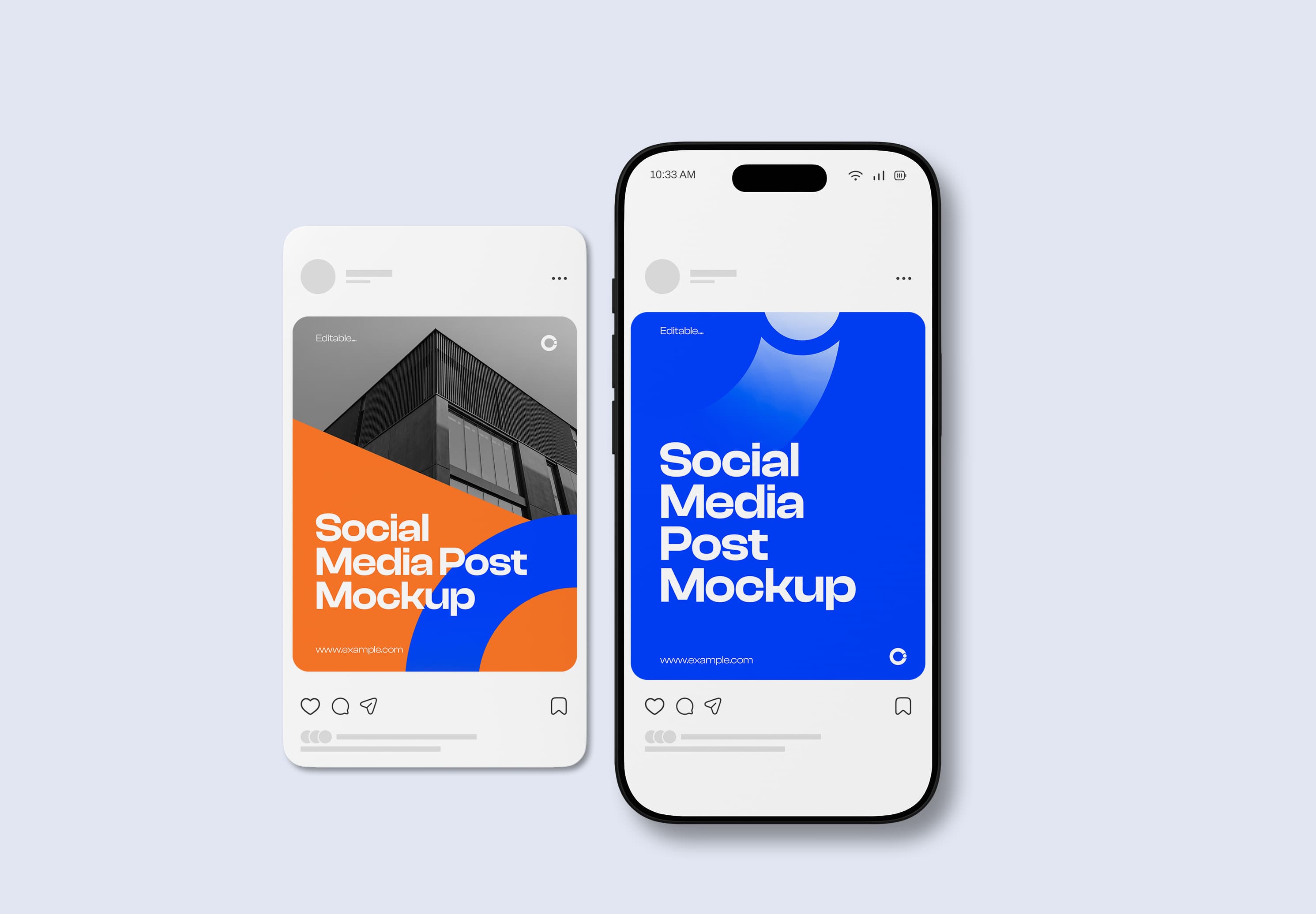 Dual Screen Social Media Post Smartphone Mockup