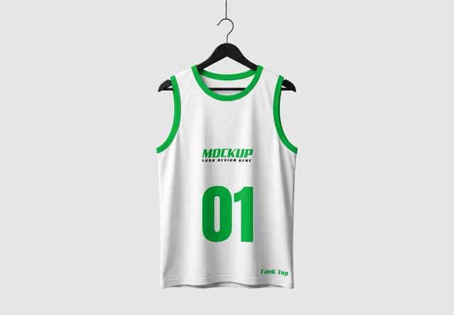 White Green Tank Top Hanging Mockup