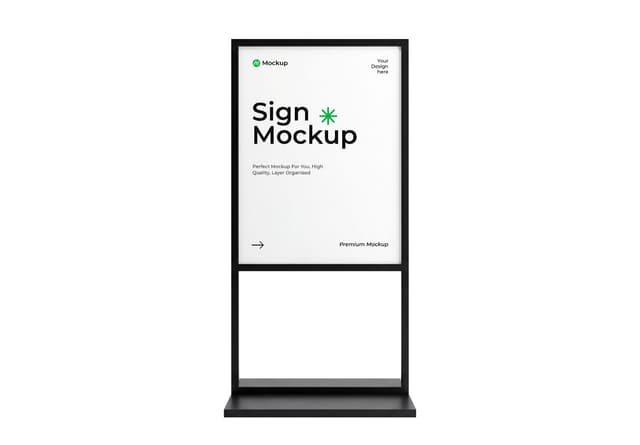 Vertical Standing Sign Board Mockup Black Frame