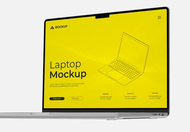 MacBook Pro Yellow Screen Laptop Mockup