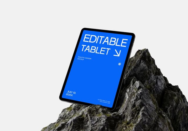 Tablet Mockup on Rock Display