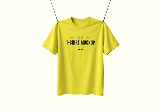 Yellow T-Shirt Hanging Mockup Editable Design