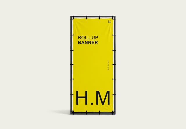 Roll-Up Banner Stand Mockup Yellow Display
