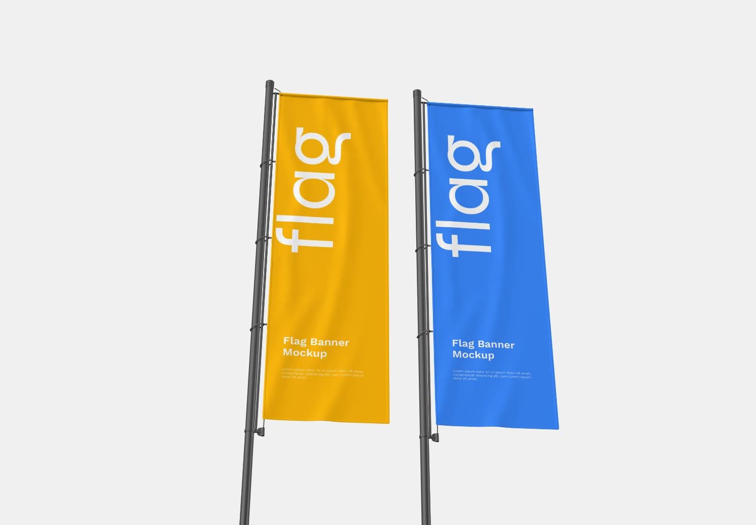 Dual Outdoor Flag Banner Mockup