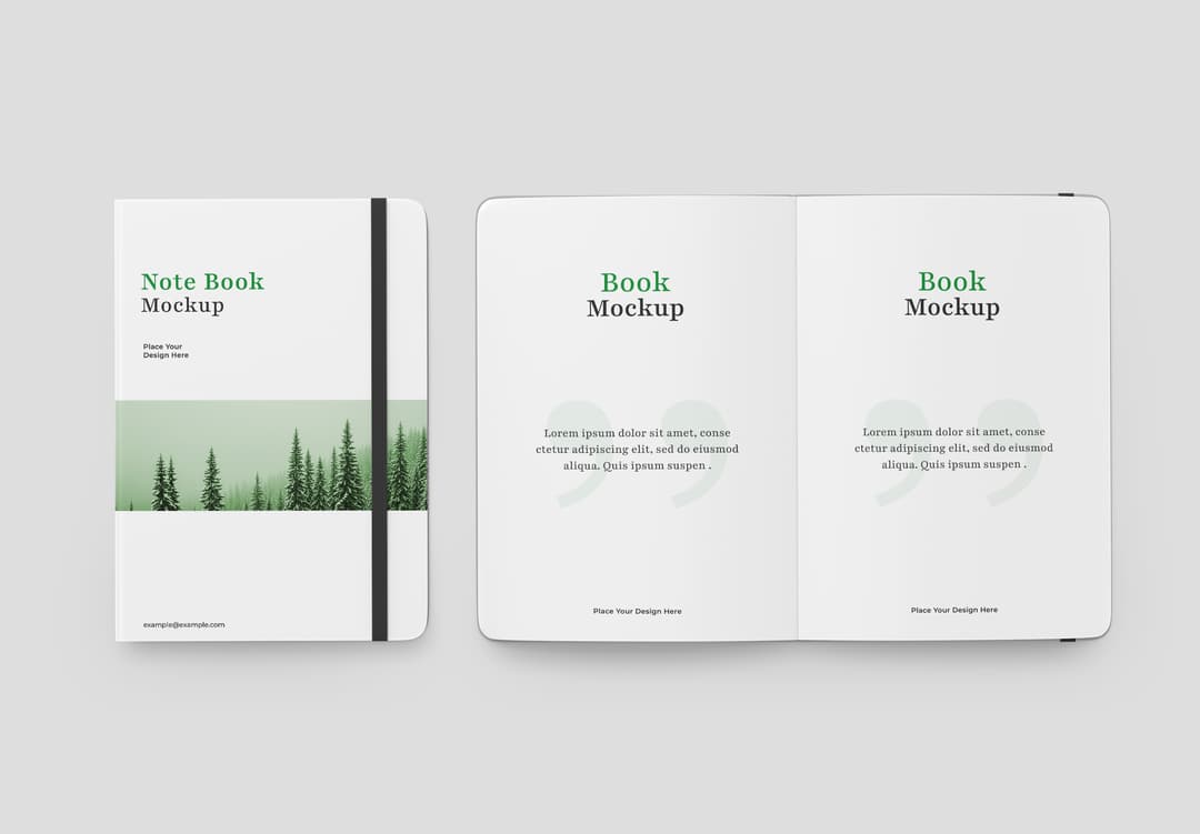 Minimal Notebook Mockup With Open Pages | MockupHive