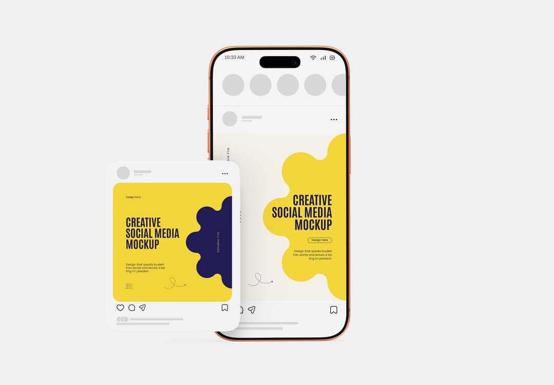 Social Media Post Mockup Instagram & Mobile Screen Branding Presentation
