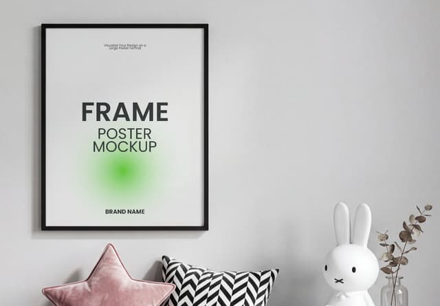 Black Frame Poster Mockup Interior Wall Display