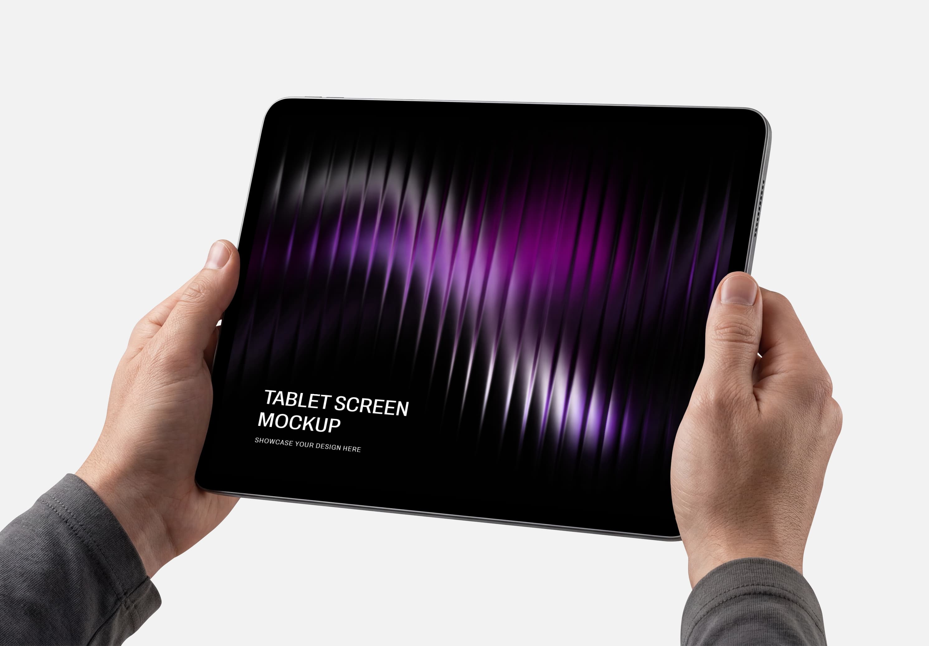 Angled Tablet Mockup in Hands for UI Presentation