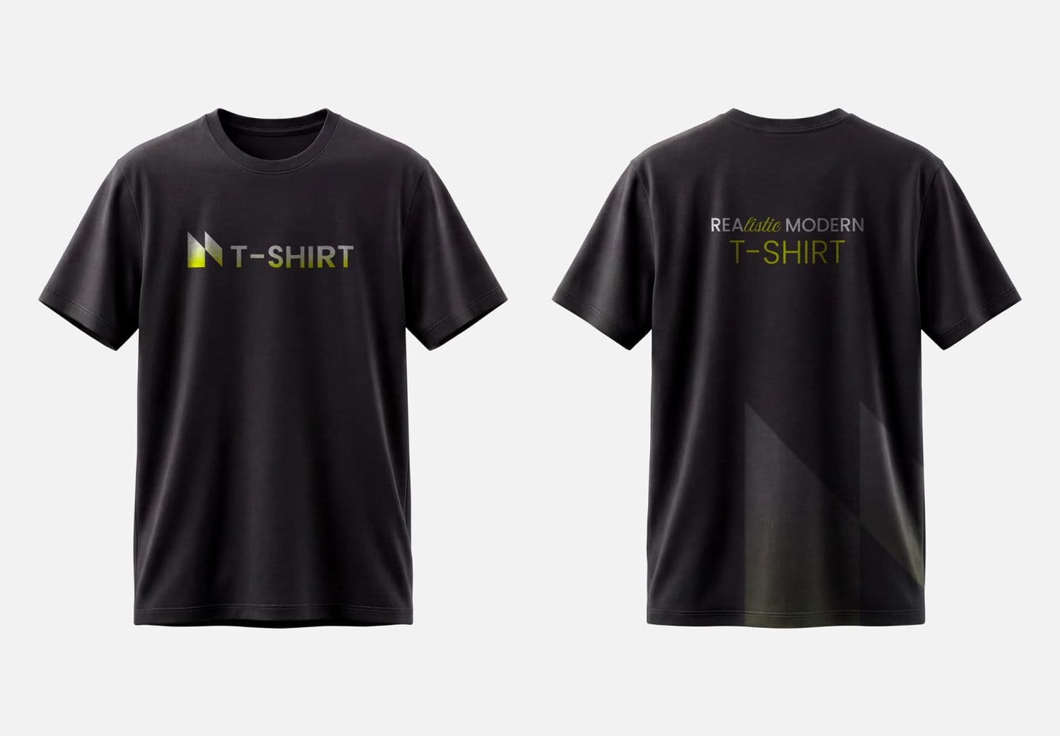 Front and Back Black T Shirt Mockup with Minimal Apparel Design