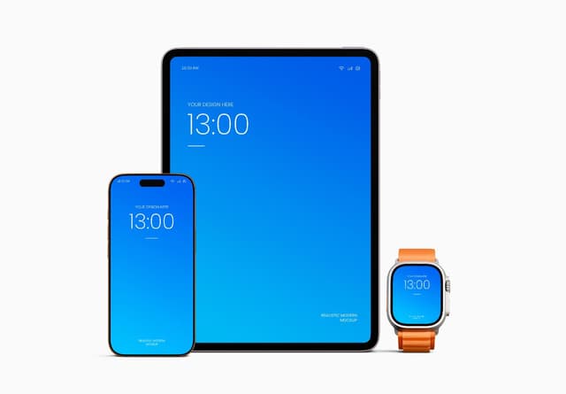 Combo Mockup Set - iPhone Ipad & Smart Watch