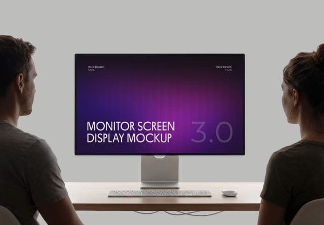 I Mac Desktop Monitor Mockup With Viewers