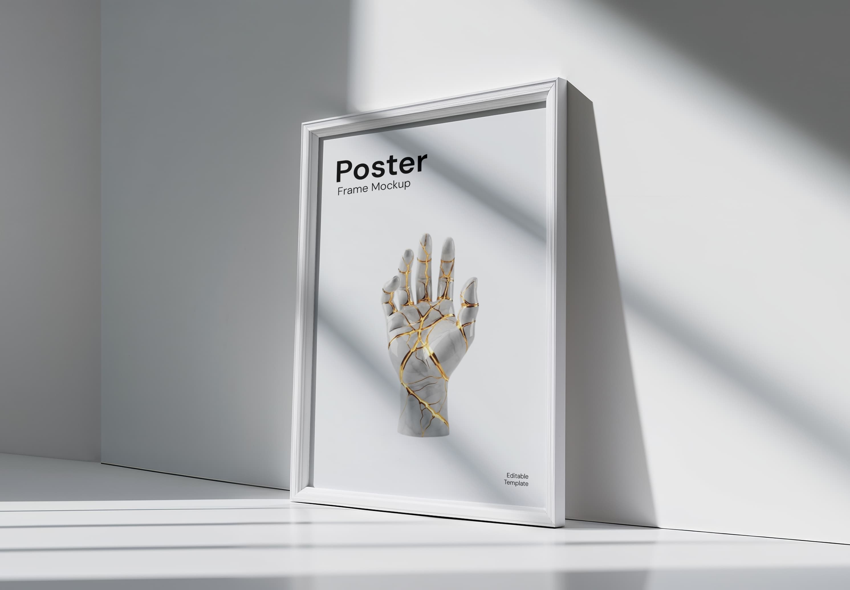 White Frame Poster Mockup – Floor Leaning View