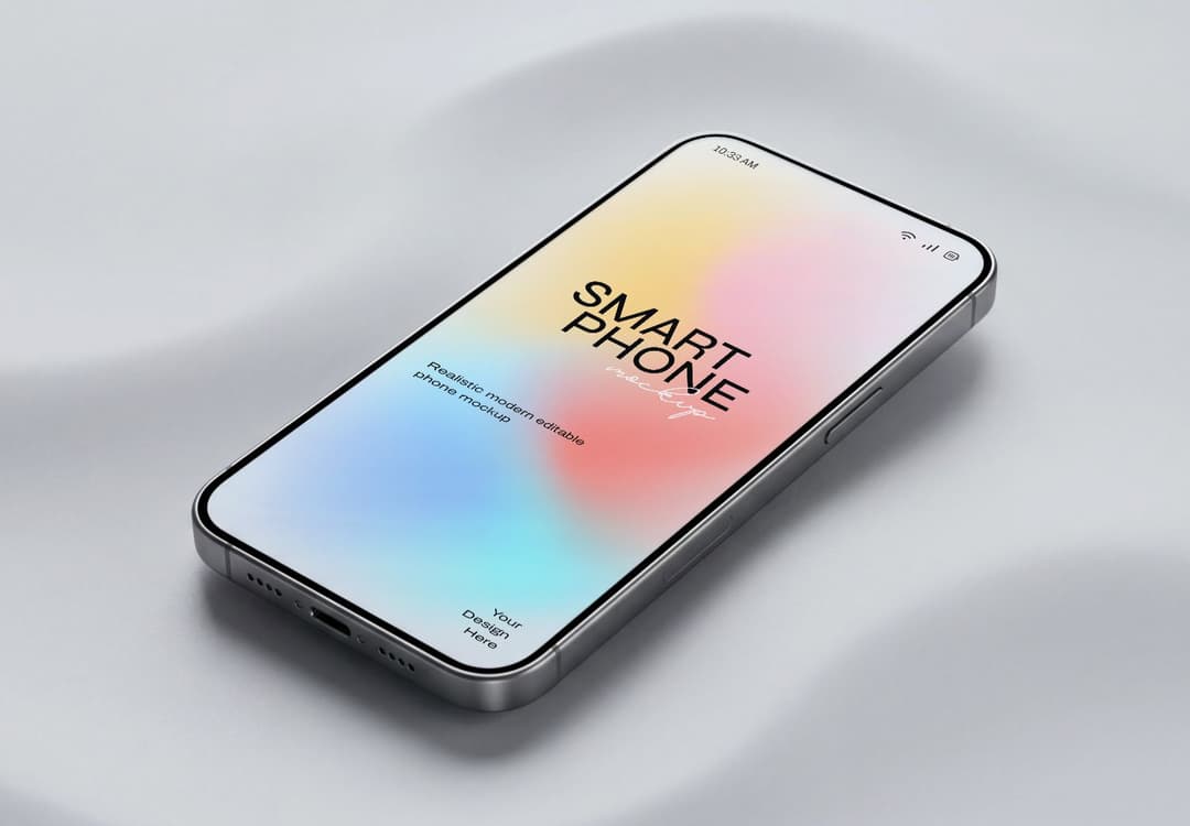Smartphone Mockup - Modern Phone Lying Flat Display