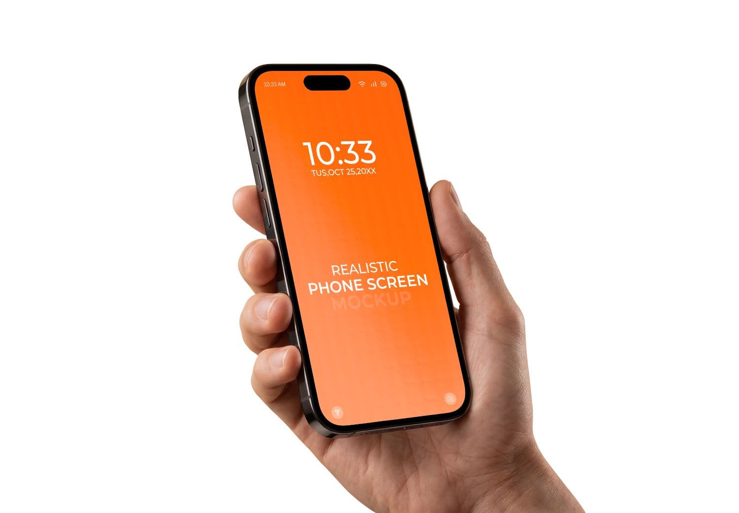 Realistic Hand Holding Phone Screen Mockup