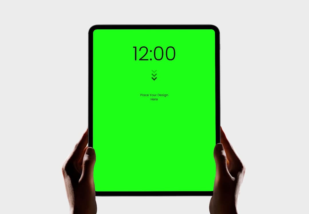 iPad Pro Mockup – Hand Holding Front View