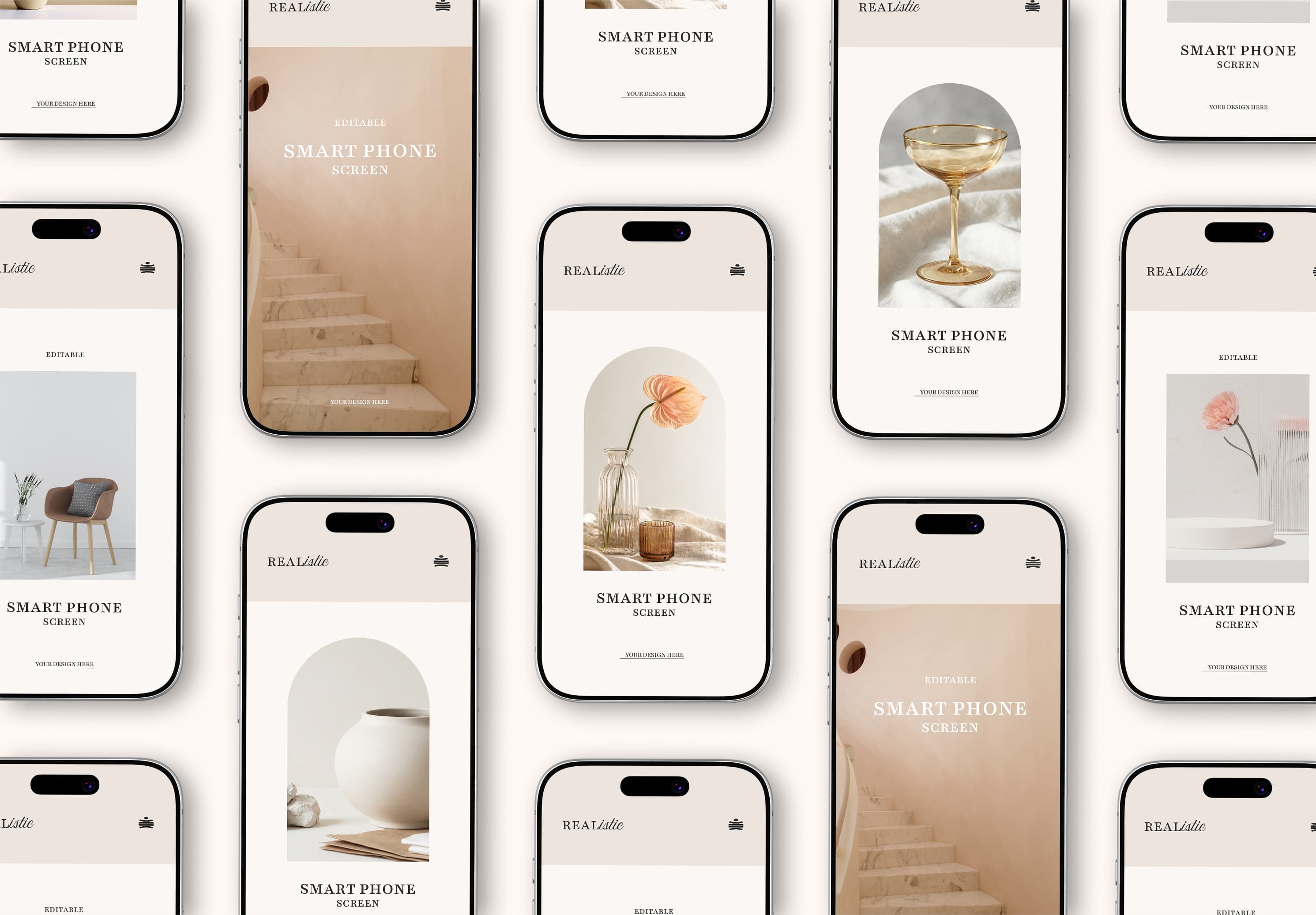 Multi Smartphone Screen Mockup