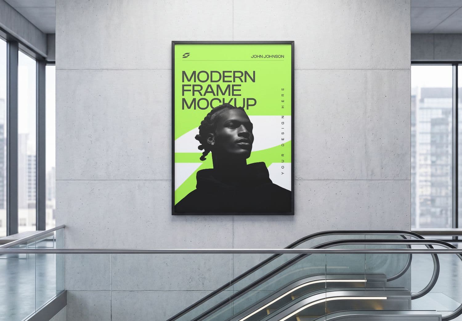 Modern Poster Frame Mockup on Indoor Wall