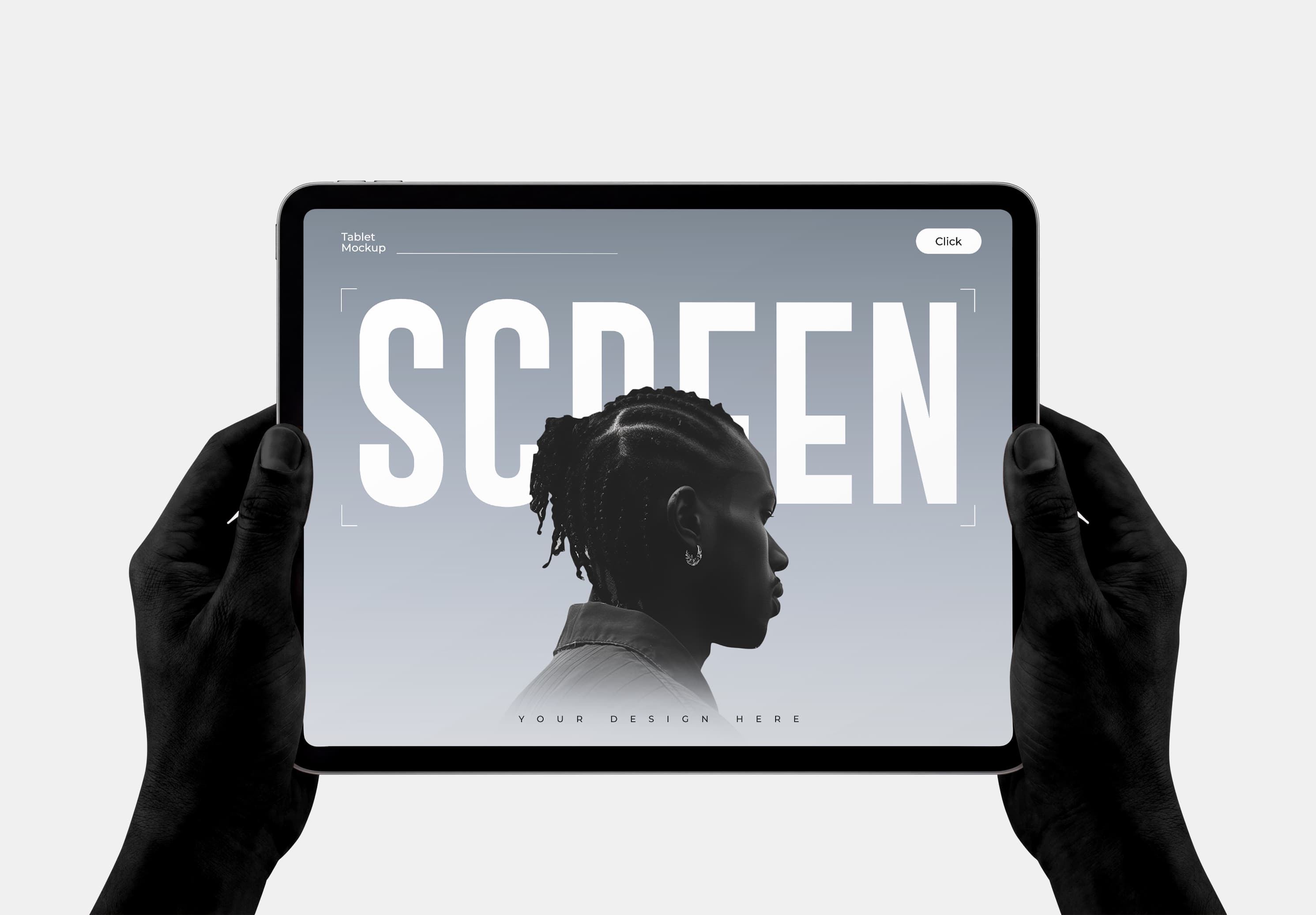 Hands Holding Tablet Screen Mockup psd