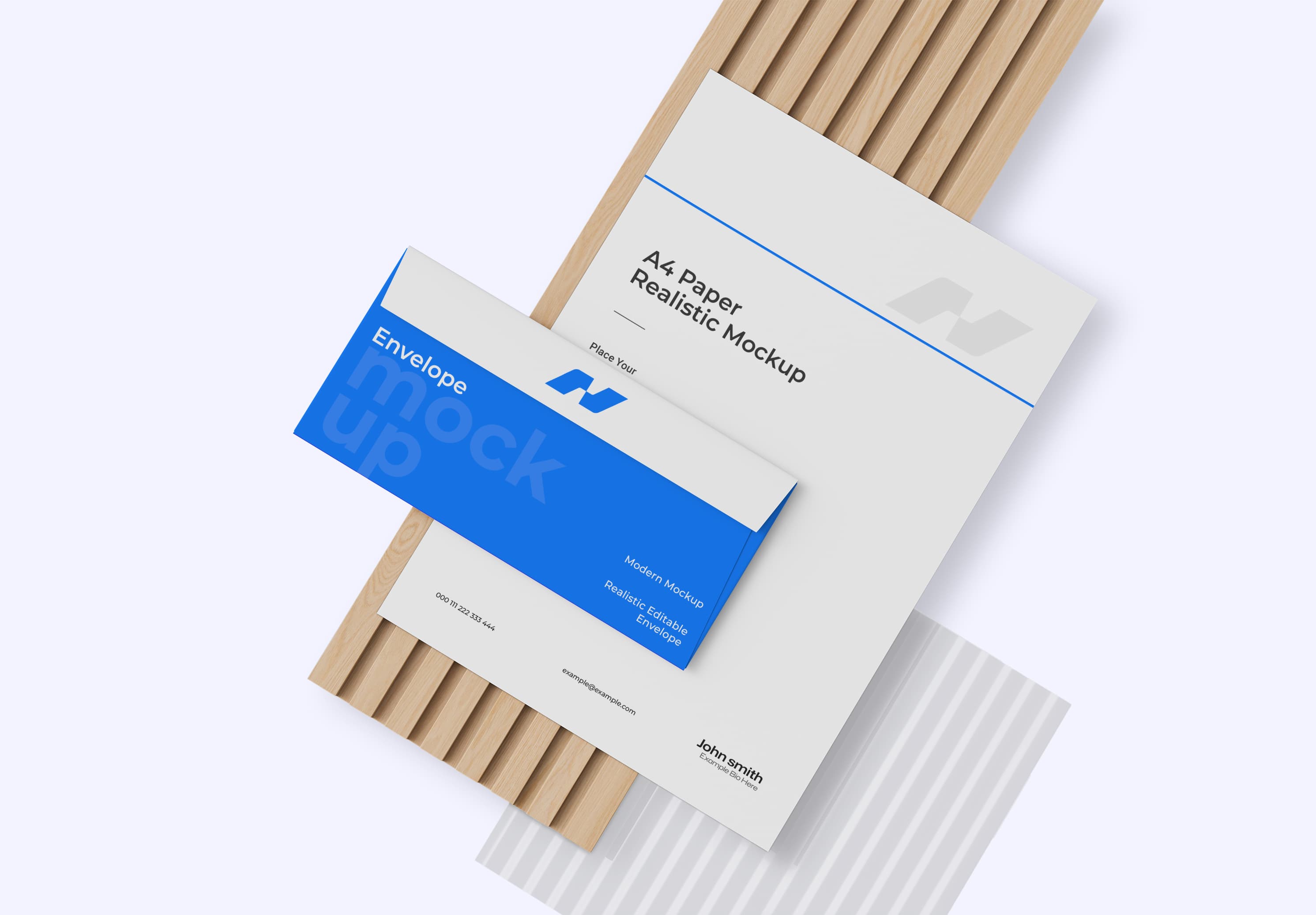 A4 Paper and Envelope Mockup with Minimal Stationery Layout