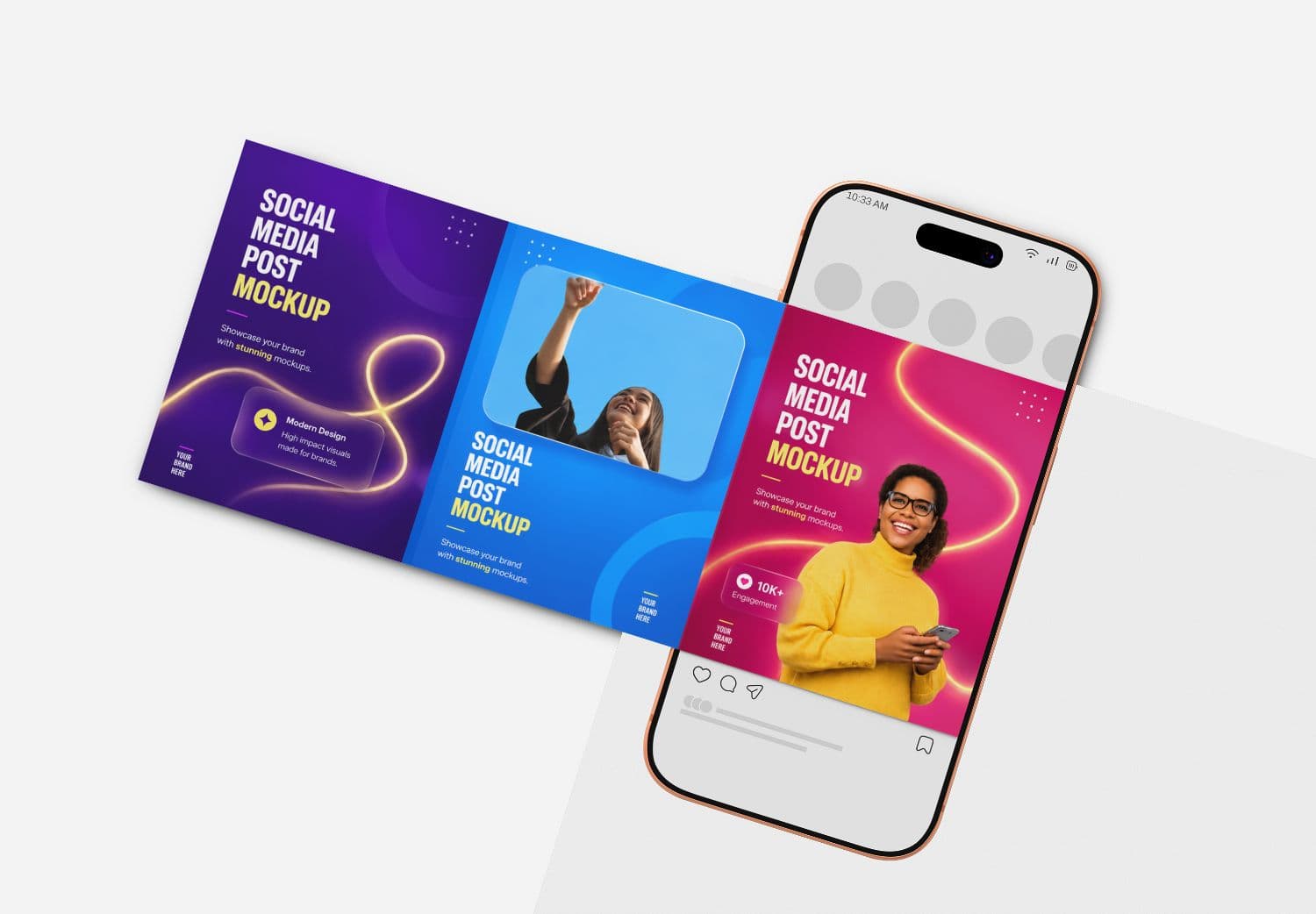 Social Media Post Mockup PSD – Modern Carousel Presentation
