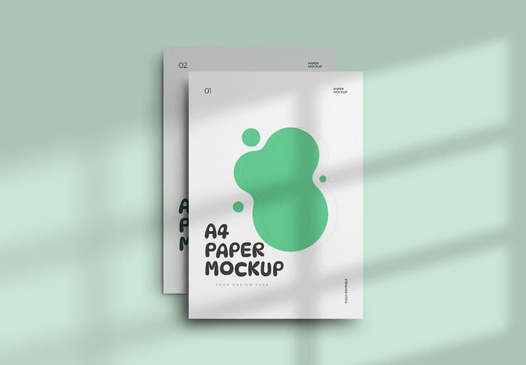 Minimal A4 Flyer Mockup with Layered Paper Presentation