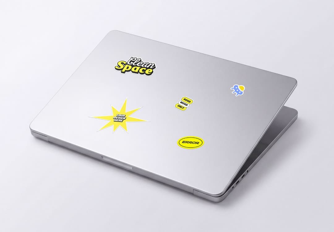 Minimal Laptop Sticker Mockup Set