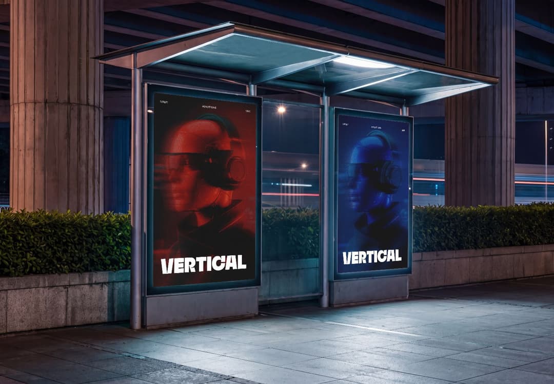 Outdoor Bus Stop Poster Mockup