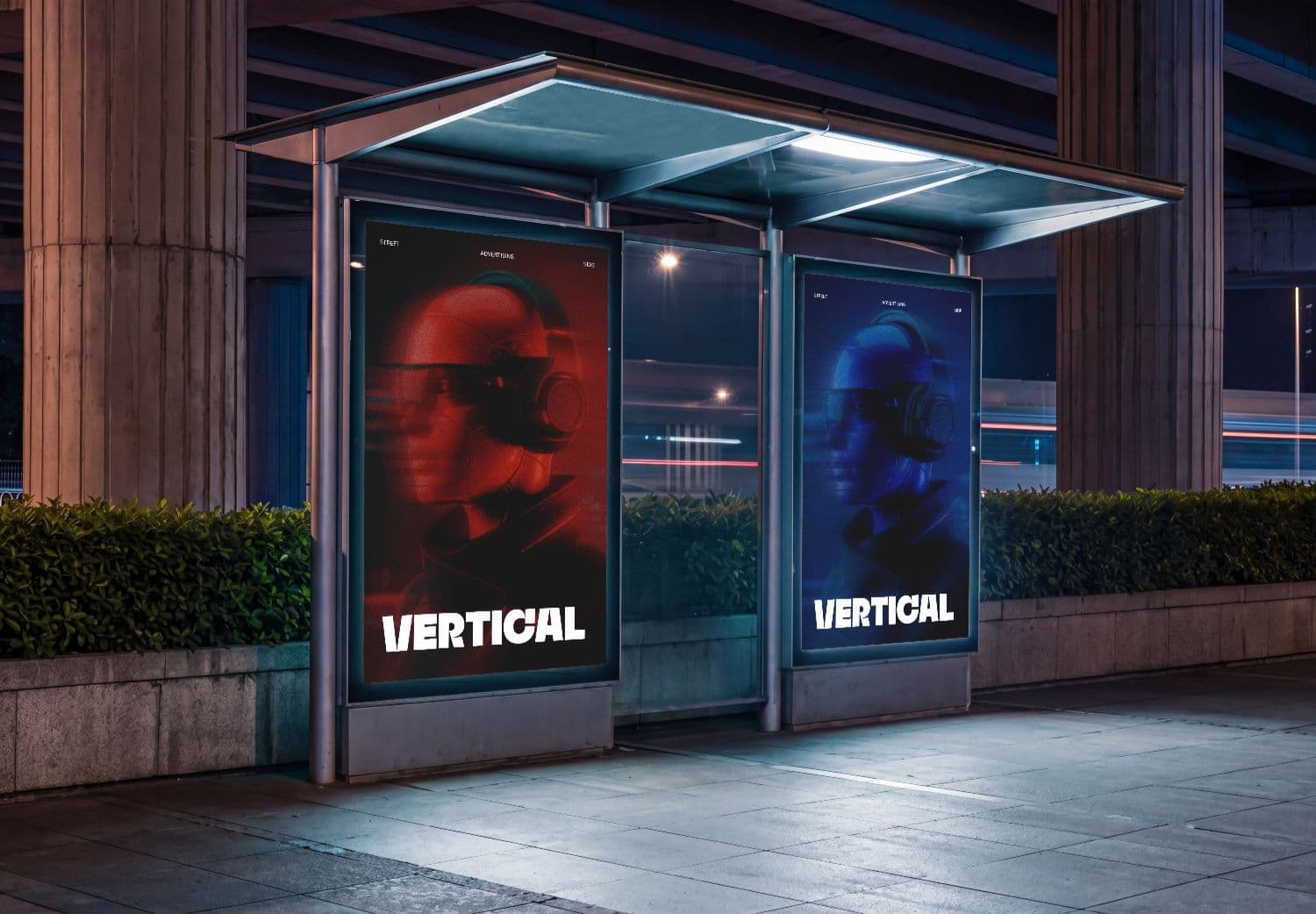Outdoor Bus Stop Poster Mockup