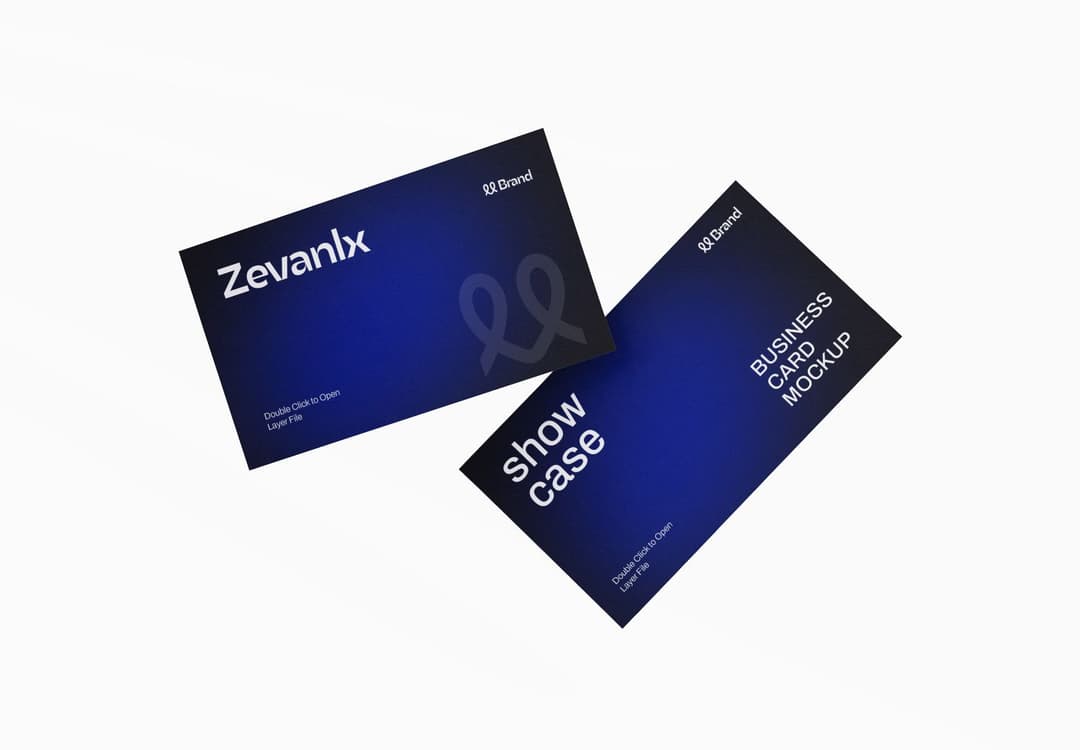 Premium Floating Business Card Mockup – Front & Back View