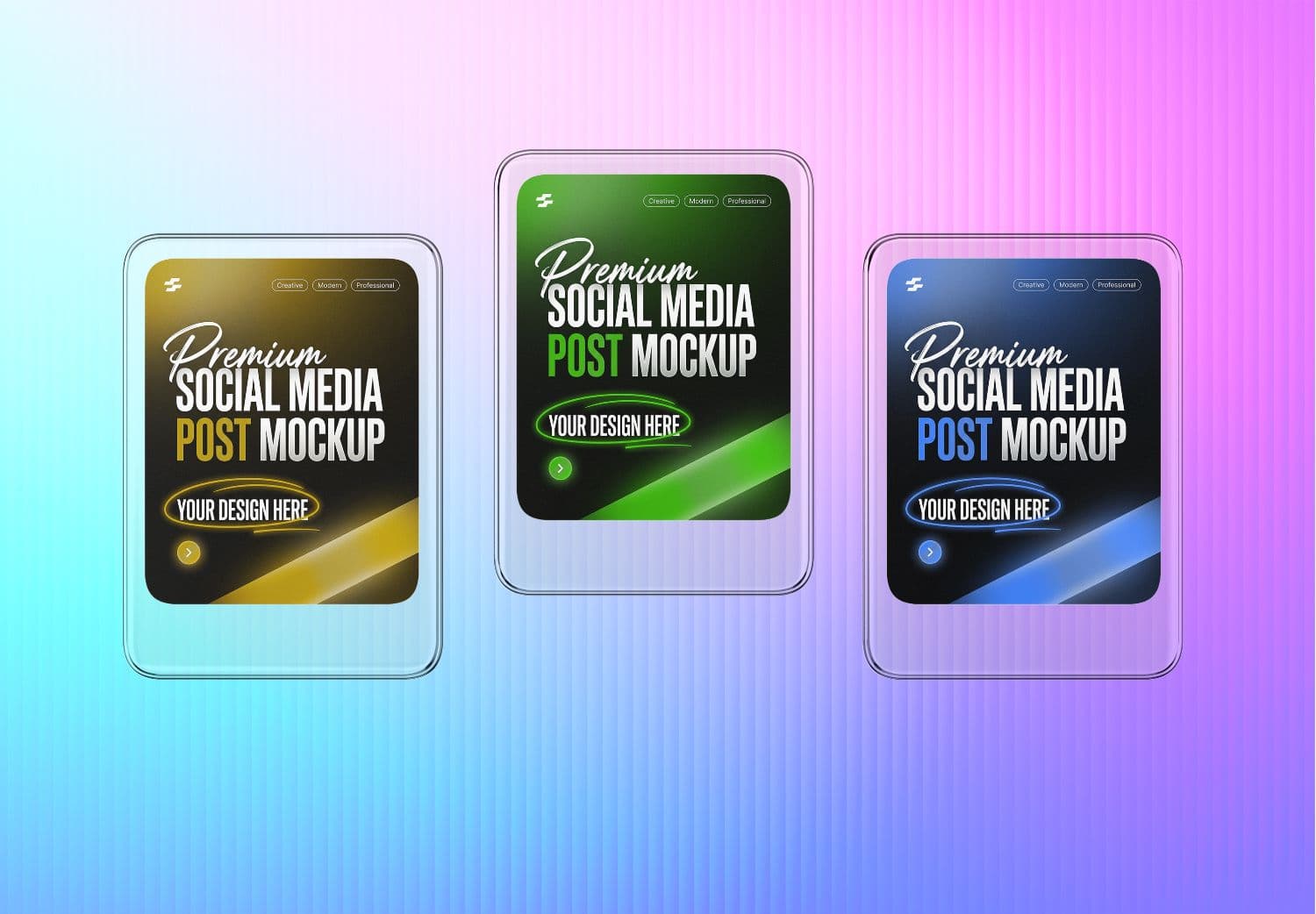 Social Media Post Mockup with Glass Frames
