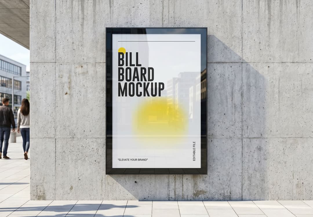 Realistic Vertical Outdoor Billboard Mockup
