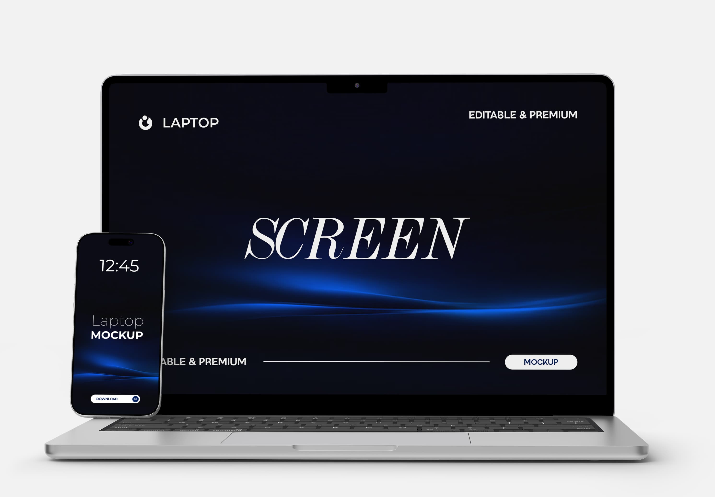 Laptop and Smartphone Screen Mockup with Dark Display