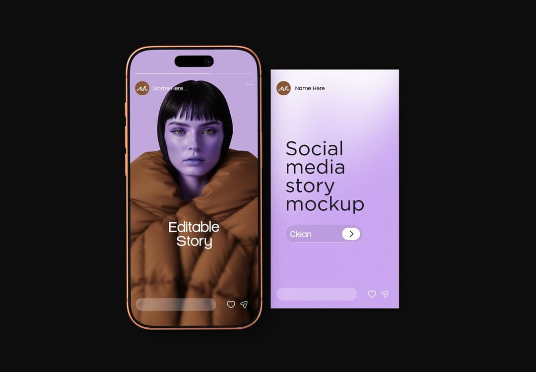Modern Social Media Story Mockup with Mobile Screen