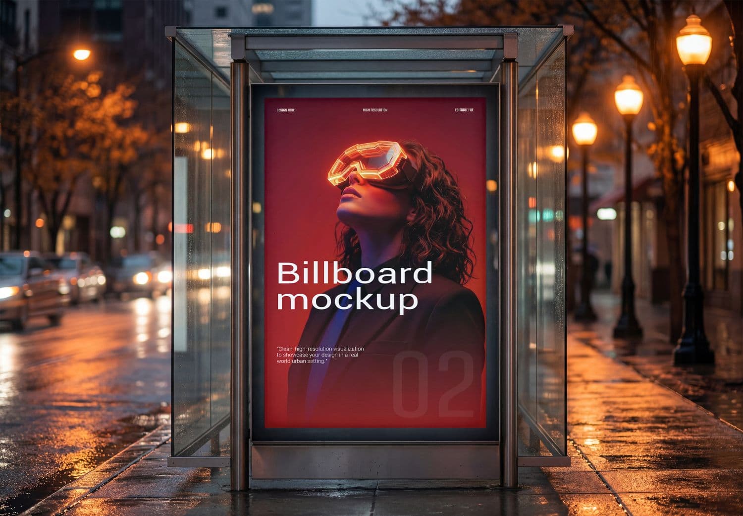 Realistic Street Advertising Billboard Mockup