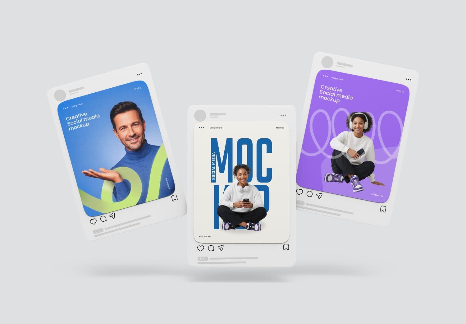 Floating Social Media Mockup
