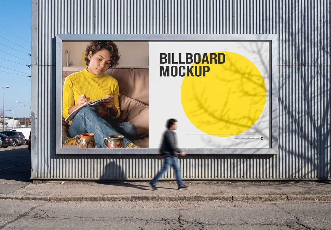 Outdoor Building Wall Billboard Mockup