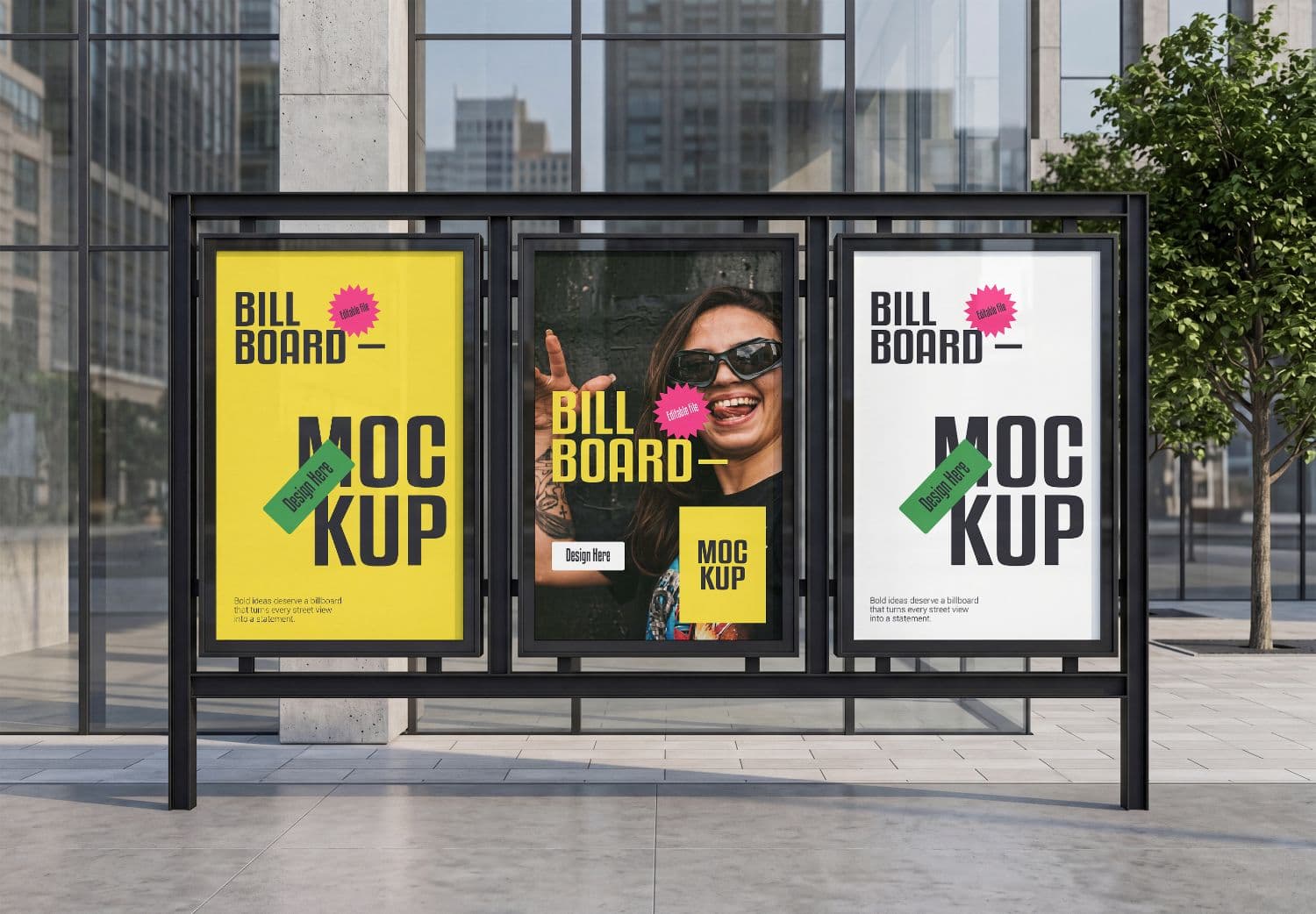 Triple Bus Stop Billboard Mockup PSD | MockupHive