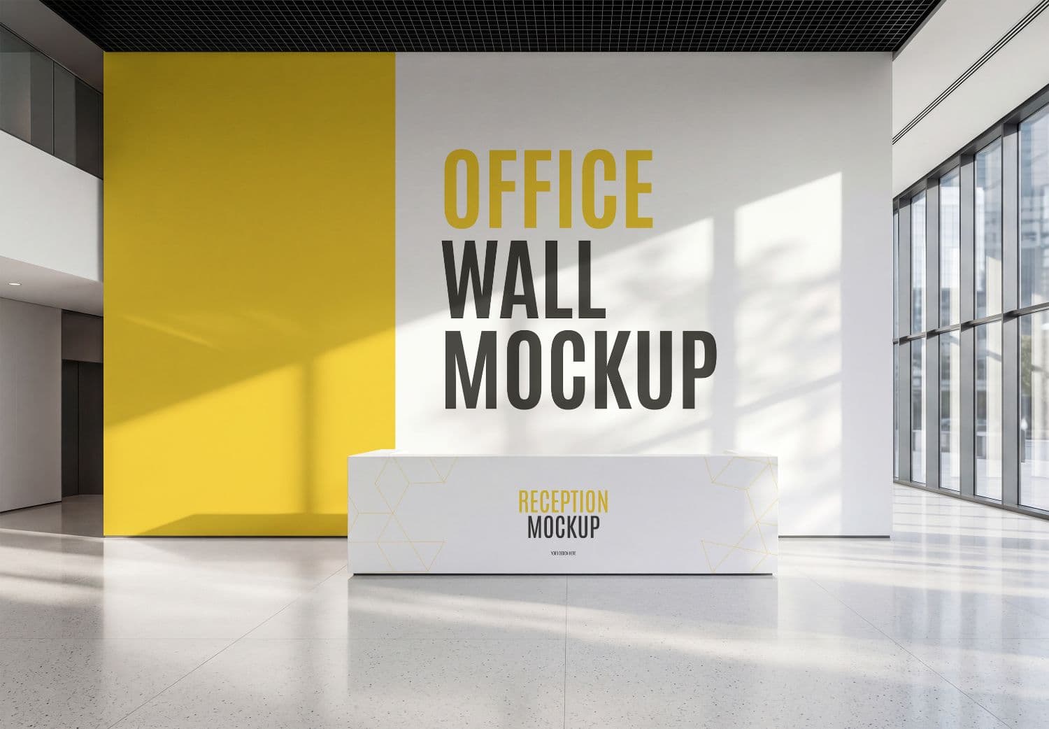 Office Wall Mockup with Reception Desk