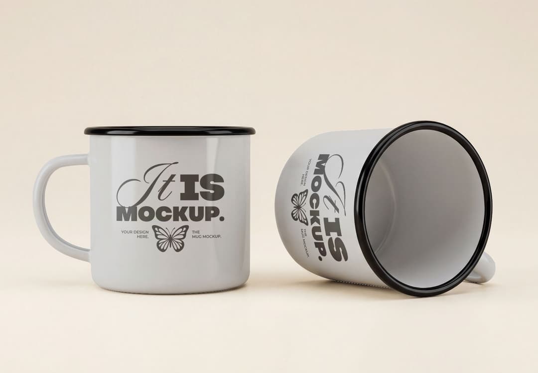 Free Realistic Enamel Mug Mockup PSD