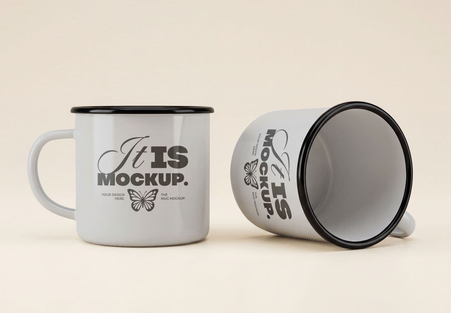 Free Realistic Enamel Mug Mockup PSD