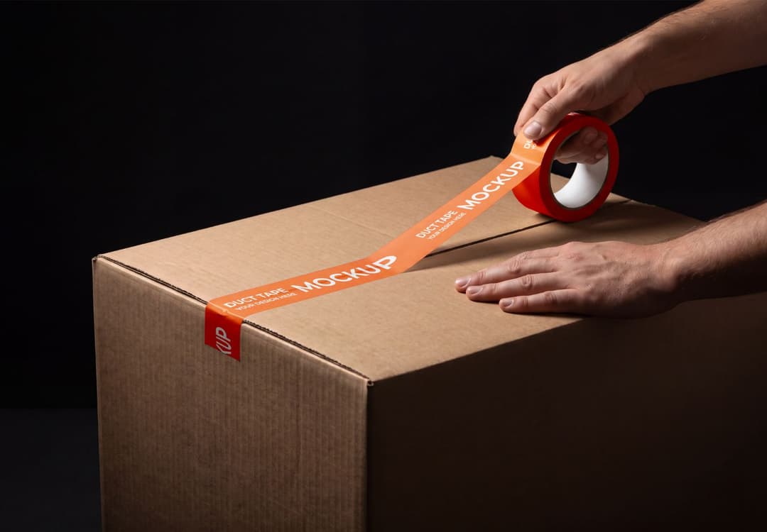 Realistic Packaging Tape Mockup PSD