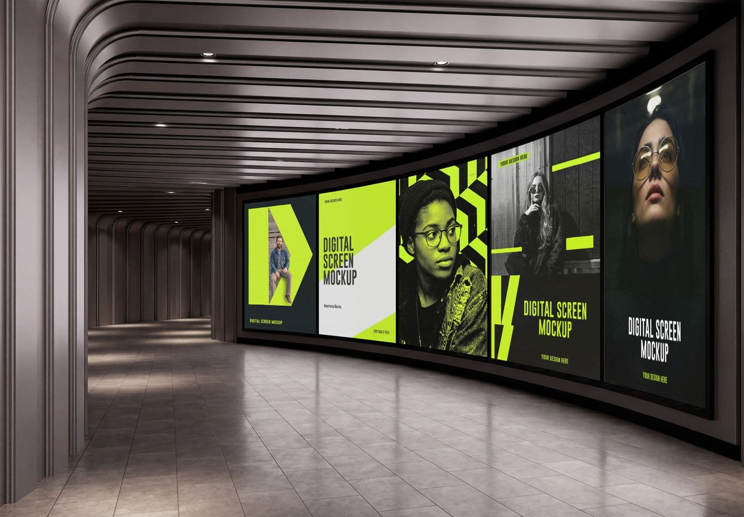 Curved Digital Screen Mockup PSD