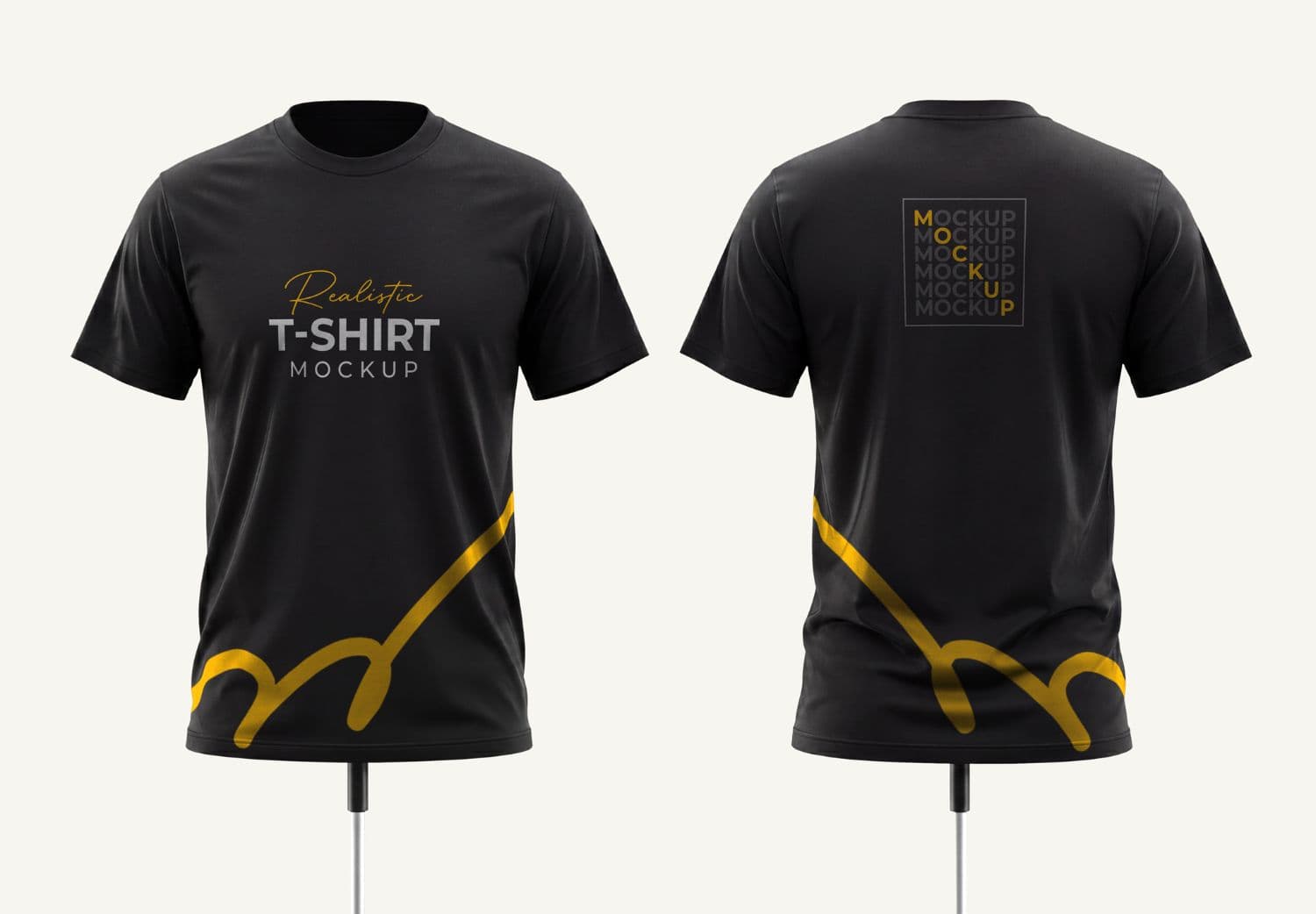 Front & Back Black T-Shirt Mockup