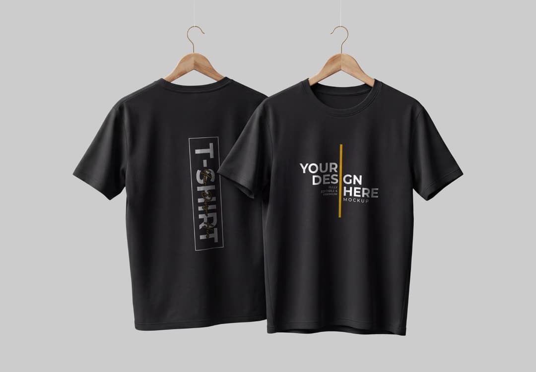 Hanging Front & Back T-Shirt Mockup PSD